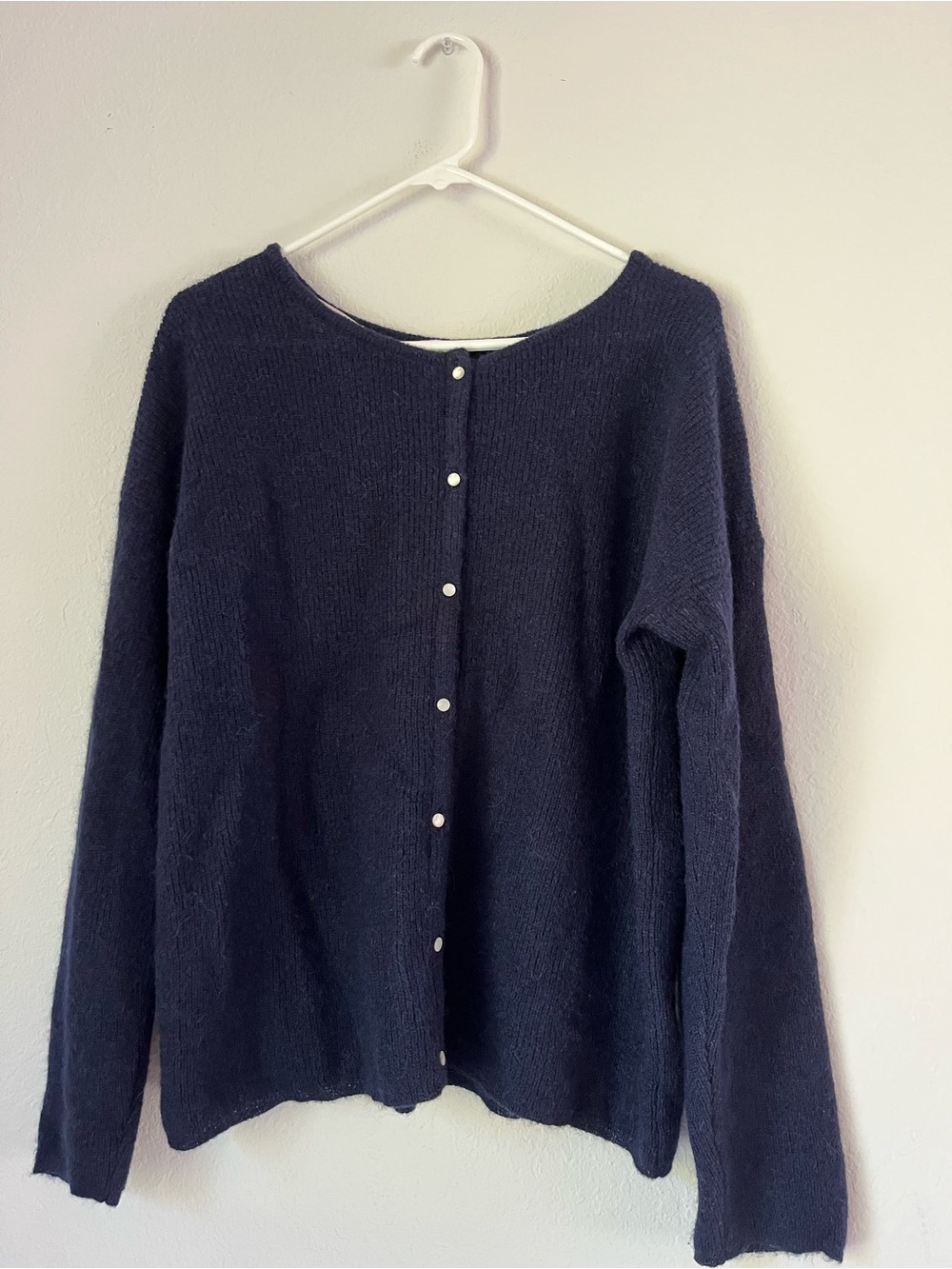 La Maille Sezane Sweater Size XL Cardigan Alpaca Mohair Dark Blue